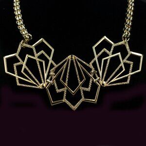 Tesserae Gold Tone Chain Bib Necklace - JNTDC91